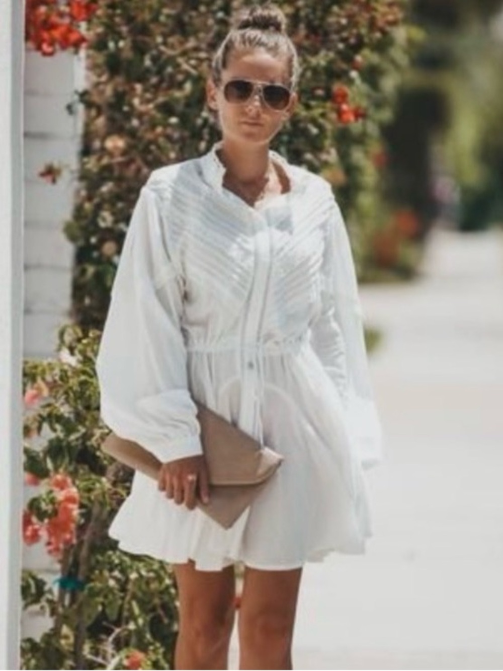 POL WOVEN BOHO TUNIC DRESS WHITE (SIZE SMALL)